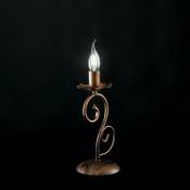 Iperbriko - Lampe de table en fer noir avec décoration Cuivre une lumière 13x h28cm