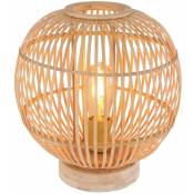 Lampe à poser design bambou Hildegard - Diam 30 x 33 - Beige