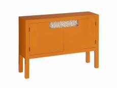 Lazie - meuble bas 2 portes coloris orange et motif