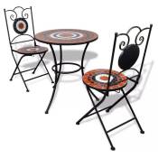 Les Tendances - Table ronde et 2 chaises de jardin mosaïquées Mel