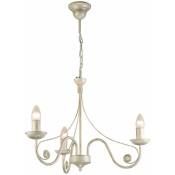 Licht-erlebnisse - Lustre d'intérieur blanc shabby chic au design de chandelier en style campagnard à 3 lumières 3xE14 - Blanc - Blanc