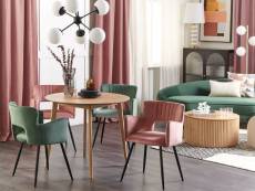 Lot de 2 chaises de salle à manger en velours rose pastel sanilac 367587