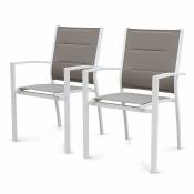 Lot de 2 fauteuils en aluminium blanc et textilène