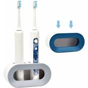 Lot de 2 supports muraux vidables pour brosse à dents électrique, support mural pour brosse à dents électrique (bleu + gris)