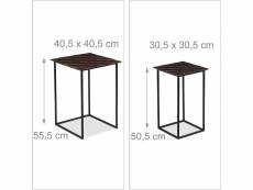 Lot de 2 tables gigogne design rétro carrées pour salon métal d'appoint fer helloshop26 13_0001322