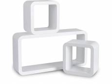 Lot de 3 cubes modèle étagère murale blanc helloshop26