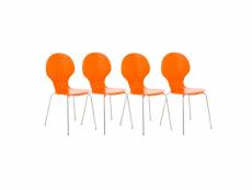 Lot de 4 chaises empilables en bois diego , orange