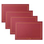 Lot de 4 Set de Table Antidérapant Style Moderne Résistant à L'usure à Chaleur en pu 45×30 cm - Rouge