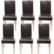 Lot de 6 chaises de séjour Littau simili-cuir, marron,