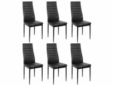 Lot de 6 chaises noires de salle à manger hombuy en simili cuir