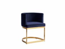 Lounge - fauteuil de table rétro en velours - couleur - bleu marine 3265