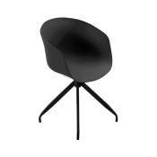 Loungitude - Chaise pivotante bob pieds en métal - Noir - Noir