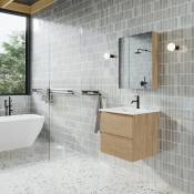 Meuble salle de bain design simple vasque messina largeur 60 cm chêne clair - Marron