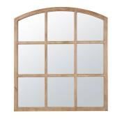 Miroir fenêtre rectangulaire arrondi marron 117x130