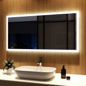 Miroir Salle de Bain 120x60cm anti-buée Miroir lumineux led, Miroir Cosmétiques Mural avec éclairage, Interrupteur Mécanique - Blanc froide/Blanc