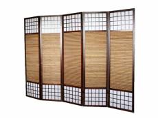 Paravent japonais en bois avec bambou de 5 panneaux