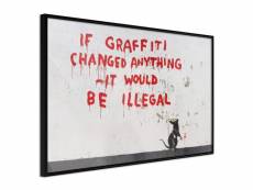 Paris prix - affiche murale encadrée "banksy if graffiti changed anything" 30 x 20 cm noir