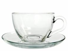 Pasabahce Basic 12pc Tea Cup and Saucer Set, Glass,