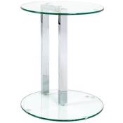 Pegane - Table d'appoint en métal chromé et verre trempé - Dim : diam 40 x H50 cm