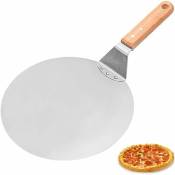 Pelle à pizza en aluminium de qualité supérieure avec manche en bois de 22 cm 25,5 x 25,5 cm / 10 pouces Pizza pour la cuisson de la pizza à la main