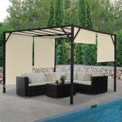 Pergola Baia, pavillon de jardin, cadre stable à 6 cm en acier + toit ouvrant 4x4m