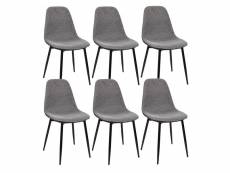 Piaga - lot de 6 chaises tissu noir et gris chiné