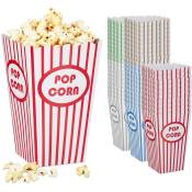 Relaxdays - Sachets de pop-corn, lot de 50, à rayures, rétro, cinéma, accessoires pour soirée film, carton, multicolore