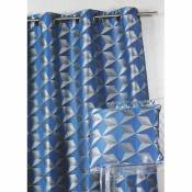 Rideau en jacquard imprimés géométriques - Bleu - 140 x 260 cm