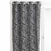 Rideau tamisant à jacquard feuillage - noir et blanc - 140 x 260 cm