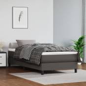 Sommier à ressorts de lit Gris 90x190 cm Similicuir Vidaxl Grey