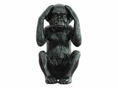 Statue singe noir laqué avec mains sur les oreilles