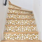 Stickers adhésifs escalier carrelages contremarche - bois design blanc - 37x129.5cm