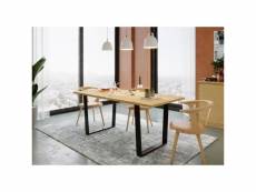 Table a manger - decor chene - pieds en metal noir - l 180 x p 85 x h 74,5 cm - industry T38190MM51HVO