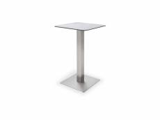 Table bar avec plateau céramique gris avec piètement acier brossé - l70 x h105 x p70 cm -pegane-