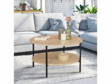 Table basse double plateau detroit ronde 70 cm design industriel