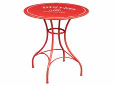Table "bistro de paris" en fer finition rouge antique l72xpr72xh75 cm