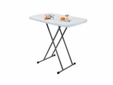 Table compacte et pliable, table pliante ajustable, 76 x 50 x 51-63-74 cm, blanc, matériau: hdpe, acier 3700778714167
