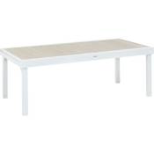 Table de jardin extensible Piazza lin & blanc 12 places en aluminium traité en epoxy - Hespéride - Lin / blanc