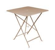 Table pliante Bistro / 71 x 71 cm - Trou pour parasol - Fermob beige en métal