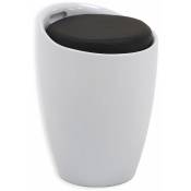 Tabouret daniel pouf rond coffre de rangement panier à linge siège avec assise rembourrée noir, structure en plastique blanc - Blanc - Noir