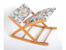 Tabouret / repose-pieds jambes balançoire réglable en bois massif tissu avec motif floral tabo05009