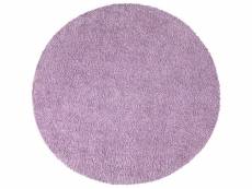 Tapis à poils longs rond softy violet de parme 160x160cm