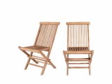 Toledo - lot de 2 chaises de jardin en teck - couleur - bois clair