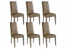 Torino - lot de 6 chaises simili taupe et pieds laqués