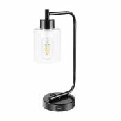 Universal Lampe de chevet industrielle E26 ampoule double port USB, lit de lit en fer lampe de nuit chambre bureau vie, prise amér