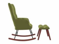 Vidaxl chaise à bascule avec repose-pied vert clair velours