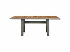 Vidaxl table de jardin gris clair résine tressée et bois d'acacia 313312