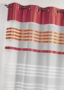 Voilage en étamine légère avec rayures horizontales - Corail - 145 x 240