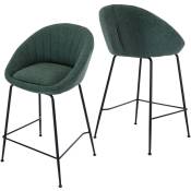 Wahson Office Chairs - Lot de 2 Tabourets de bar en Tissu avec Pieds en Métal Chaises de Bar pour îlots de cuisine, Vert