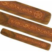Zen Et Ethnique - Porte bâton d'encens en bois motif Pentacle